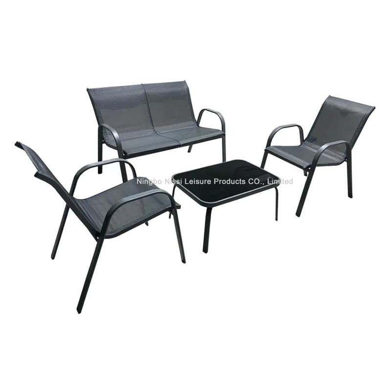 4PCS Metal Outdoor Patio Furniture Set With 4 Seats KD