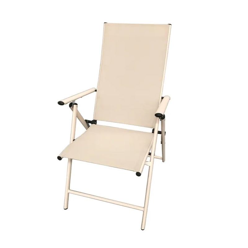 7 Position Adjustable Aluminum Textilener Teslin Sling Metal Modern Outdoor Recliner Foldable Patio Garden Folding Chair