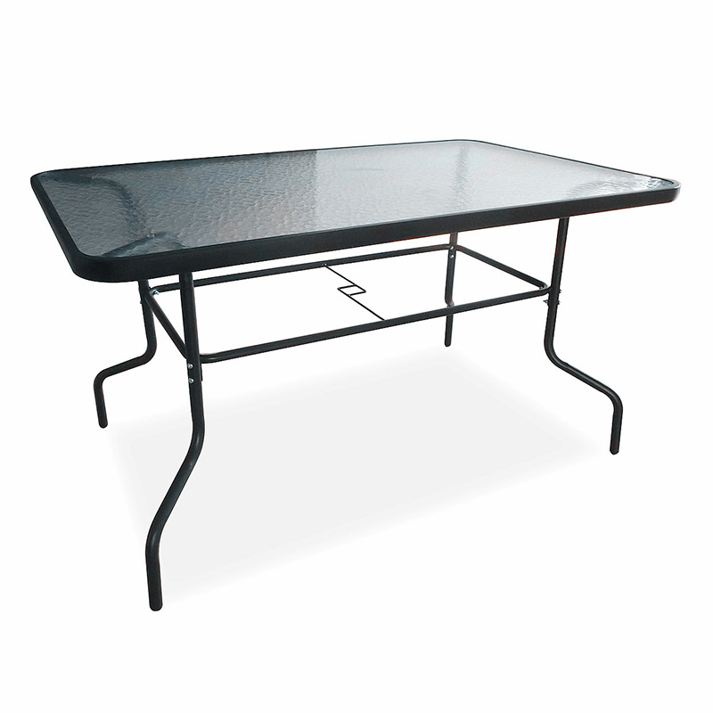 Contemporary Patio Table with Tempered Glass Top