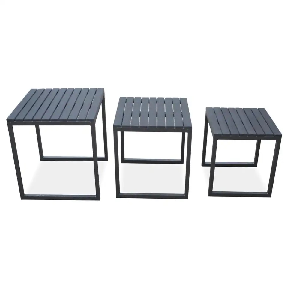 Outdoor Patio Pool Furniture Sidetables 3 Piece Side Table Set