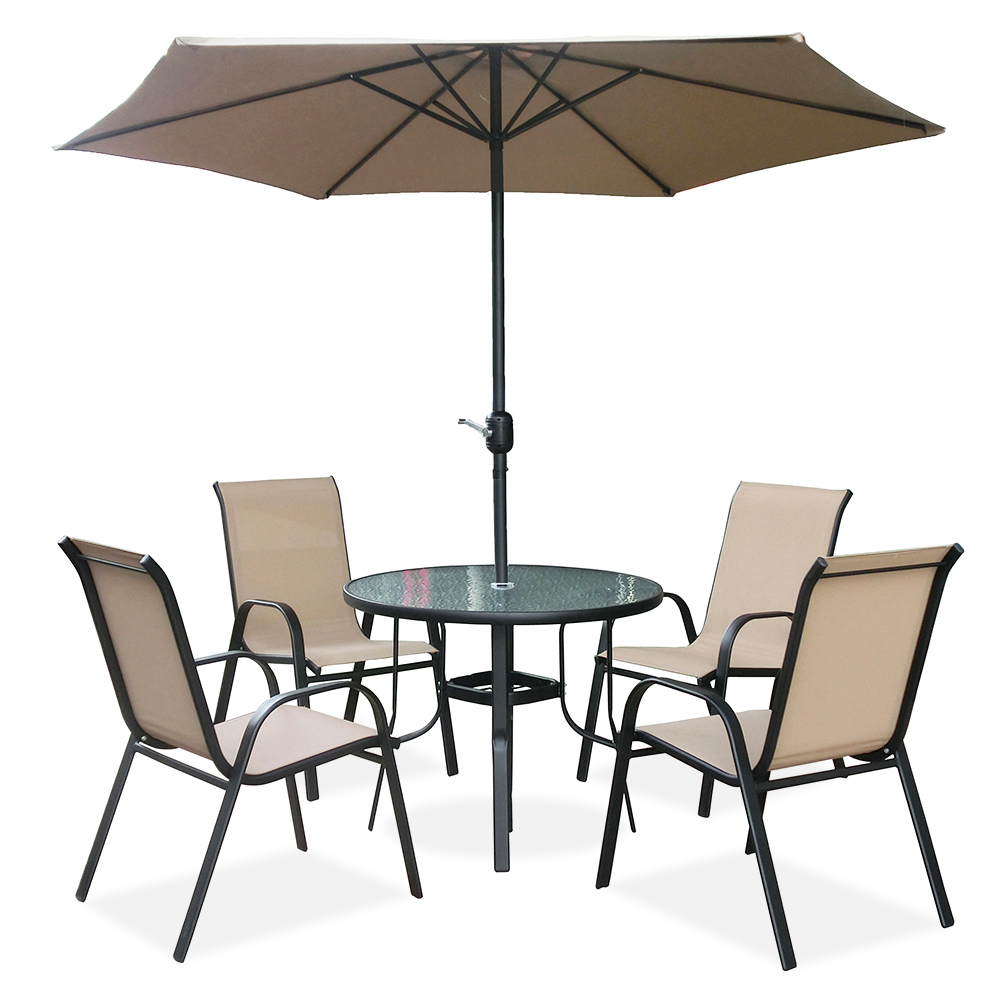 Outdoor Metal Round Tempered Glass Garden Furniture Outdoor Table for Garden