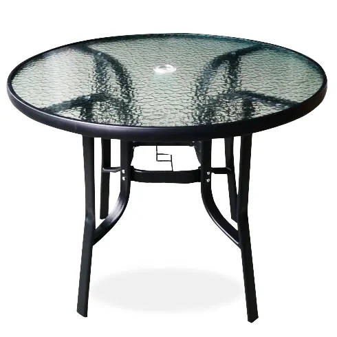 Outdoor Metal Round Tempered Glass Garden Furniture Outdoor Table for Garden
