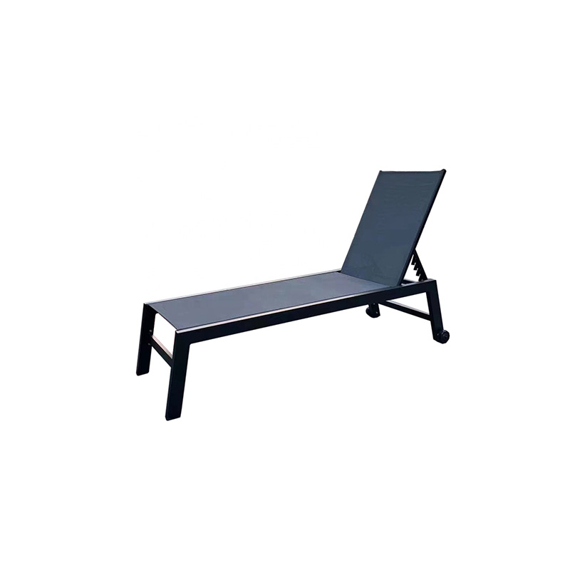 Outdoor Aluminum Garden Sun Lounger Pool Furniture Sunbed Chair Beach Chaise Lounge Sling Day Bed KD With Wheel