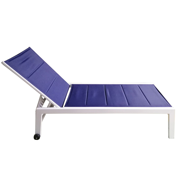 Outdoor Aluminum Pool Furniture Garden Padding Sun Lounger Sunbed Chair Beach Chaise Lounge KD With Wheel