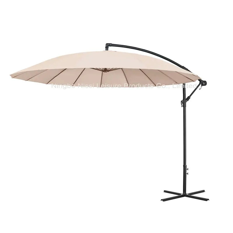 Outdoor Fiberglass Cantilever Offset Hanging Parasol Terrace Garden Patio Umbrella