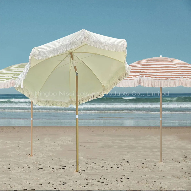 Cheap Outdoor Patio Fringe Tassel Beach Umbrella with Tassels