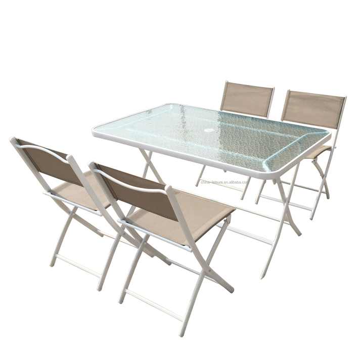 5 PCS Garden Furniture Set Patio foldable Steel Garden Set Outdoor Iron Table and Chair Set