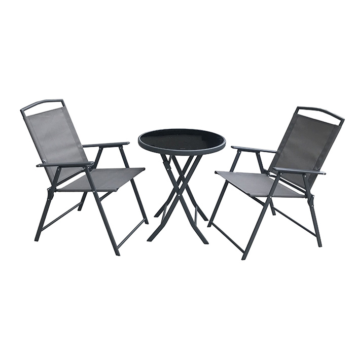 3 Piece Outdoor Garden Furniture Patio foldable iron Garden Set, 2 Seats,Round table