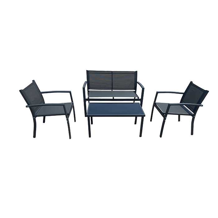 4PCS Metal Outdoor Patio Terrace Furniture Set With 4 Seats,2 Single KD Chairs, 1 Double KD Chair,