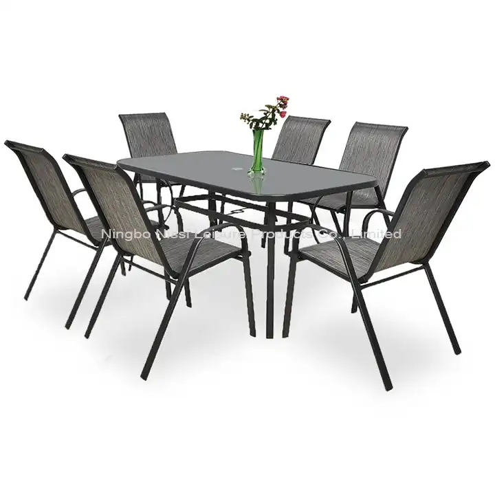 Outdoor Terrace Steel Garden Furniture Funiture muebles de jardin Dinning Table Set 6 Chairs 1 Table Garden Set
