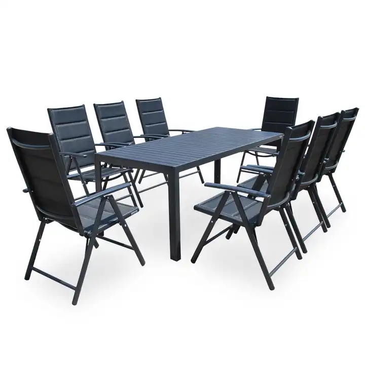 Outdoor Aluminium Metal 8 Seater Folding Dining Terrace Garden Patio Furniture Set