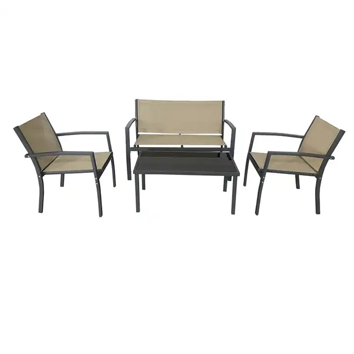 Cheap 4PCS Outdoor Metal Iron Garden Patio Furniture Set With 4 Seats KD