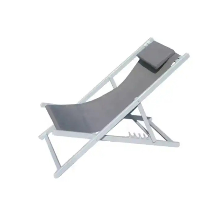 Outdoor Aluminum Sling Reclining Folding Beach Chair Pool Sun Lounger Deck Chair Garden Chaise Lounge