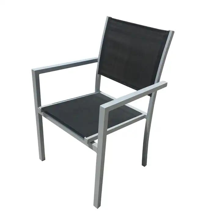 Aluminum Teslin Sling Stacking Alu Aluminium Metal Outdoor Patio Dining Chair Garden Chair