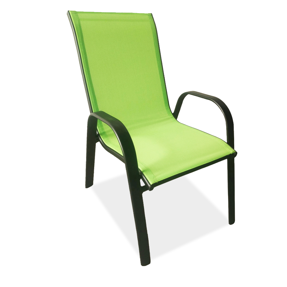 Outdoor Green Patio Garden Metal Steel Sling Stackable Stacking Chair Armchair