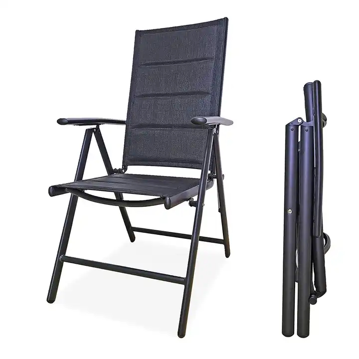 7 Position Adjustable High-Back Outdoor Metal Aluminium Folding Padded Garden Patio Chair