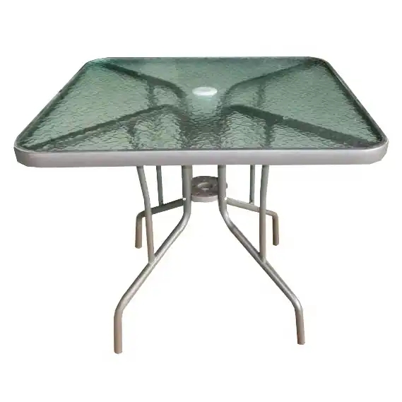 Metal Tempered Glass Square Outdoor Bistro Patio Garden Table
