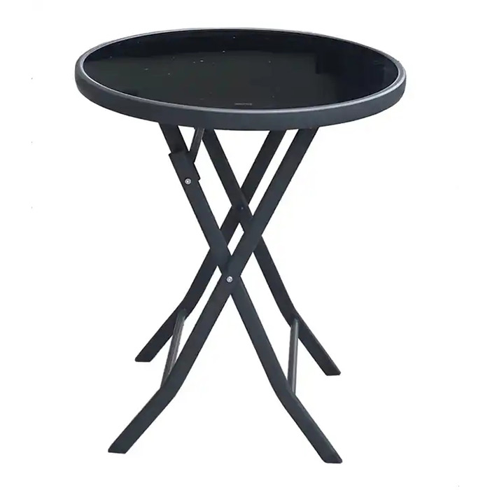 Metal Steel Home Round Outdoor Cafe Terrace Foldable Folding 60cm Bistro Patio Garden Table