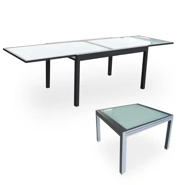 Outdoor Aluminium Glass Extending Extension Extendable Garden Patio Table