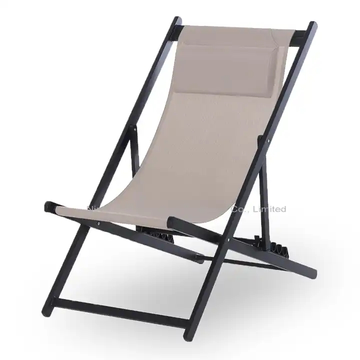 Outdoor Aluminum Sling Reclining Folding Beach Pool Sun Lounger Deck Chair