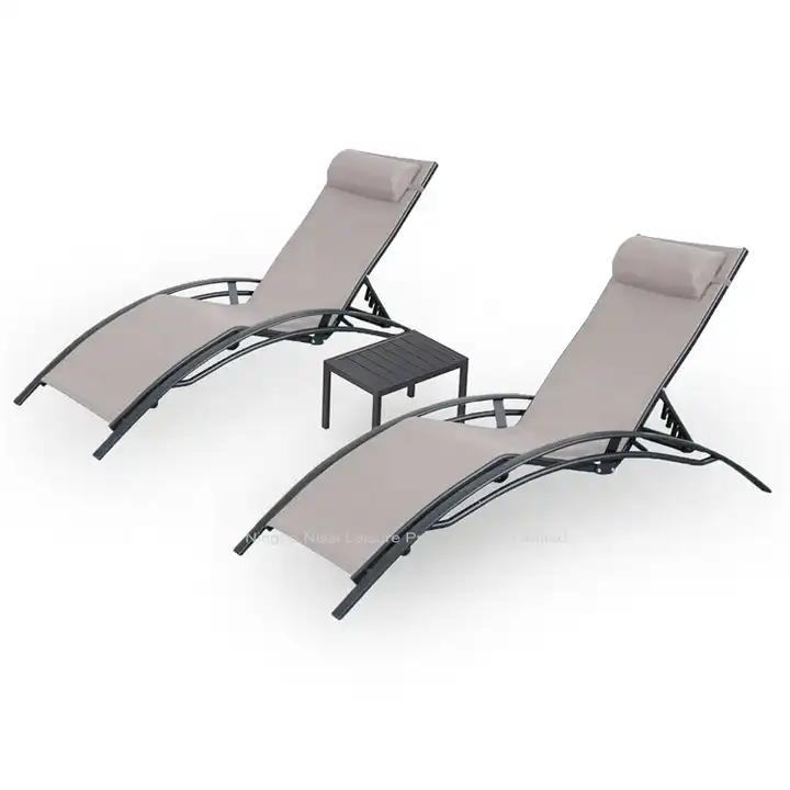 3 Piece Outdoor Outside Furniture Pool Outdoor Chaise Longue Pool Furniture Poolside Sun Lounger Lounge Set