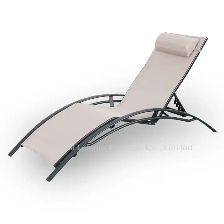 Outdoor Modern Aluminum Pool Furniture Chair Sling Sunbed Day Bed Reclining Beach Sun Lounger Recliners Daybed Chaise Lounge