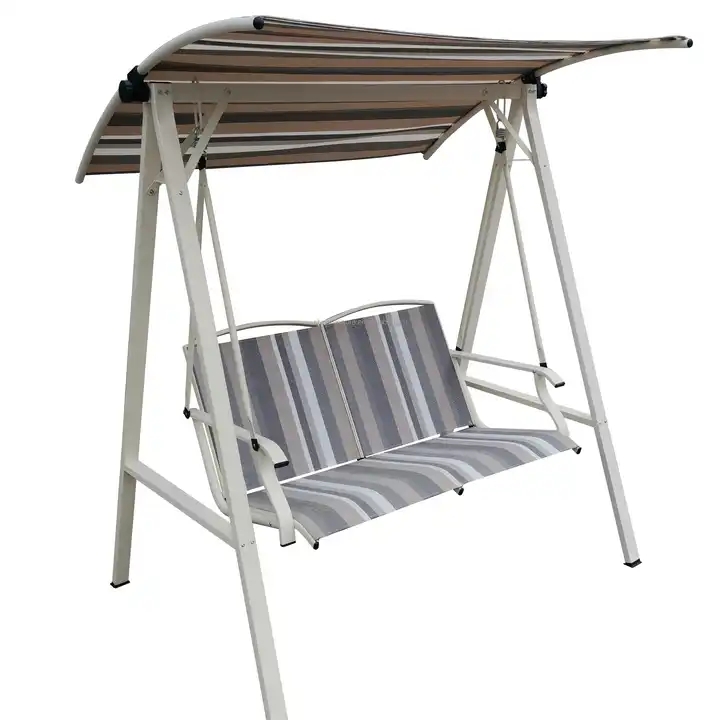 Outdoor two-person steel rocking chair rain-proof with sunshade swing teslin swing chair