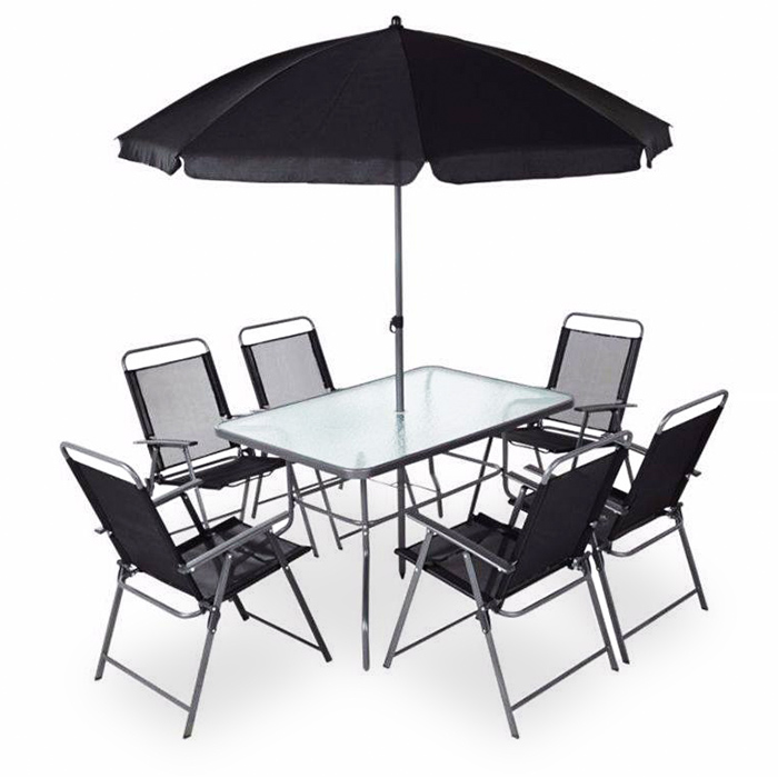 9 Piece Outdoor Garden Furniture Patio Garden Furniture Set with Umbrella Parasol