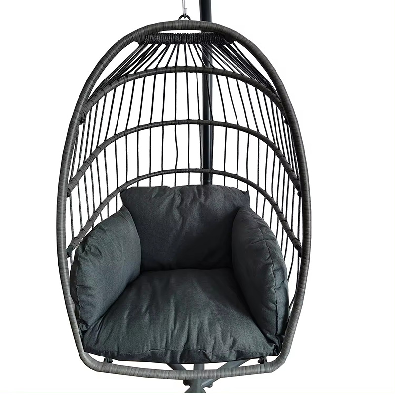 Outdoor Indoor Garden Patio Foldable Metal Steel Frame Rattan Swing Chair Egg hanging chair With Stand