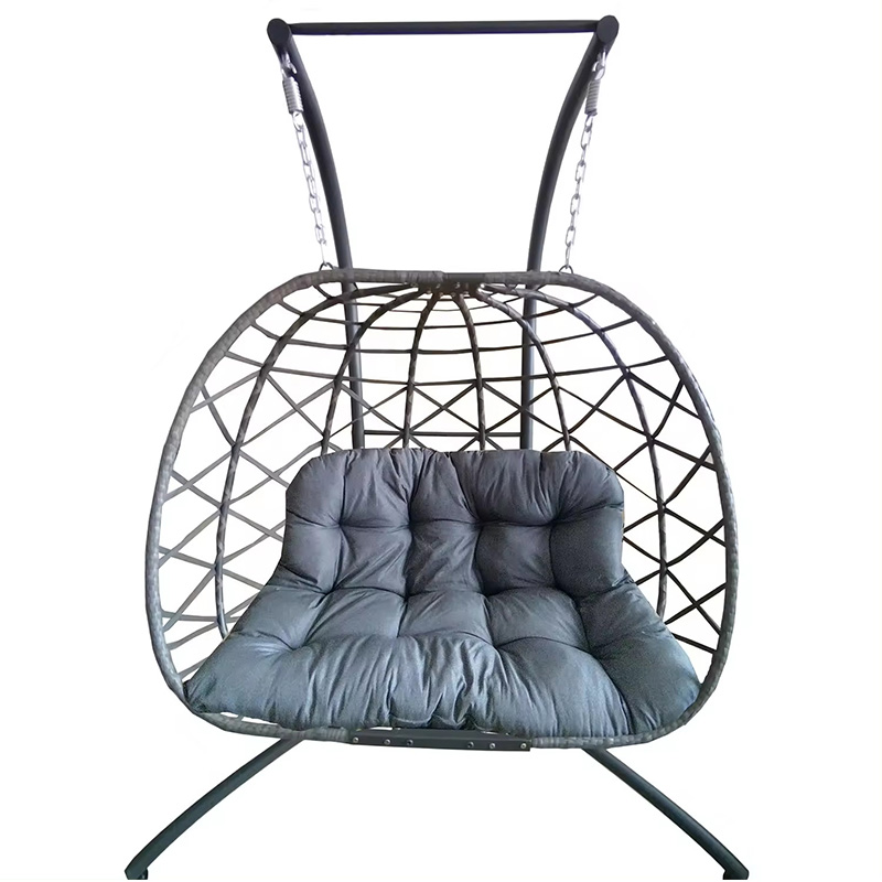 Luxury Outdoor Indoor Garden Patio Hotel Foldable Metal Steel Frame Rattan Swing Chair Egg Hanging Chair With Stand